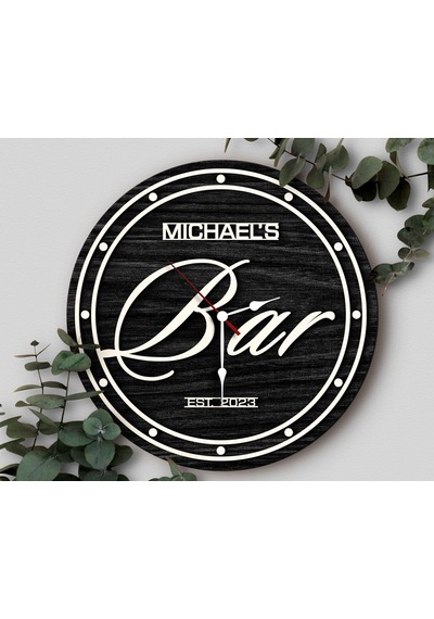 Bk Gift Barlara Özel Dekoratif Siyah Ahşap Duvar Saati 35cm-3 , Bar Duvar Saati , Cafe Duvar Saati , Özel Ahşap Saat Kobitmeyen138333 Bk Gift