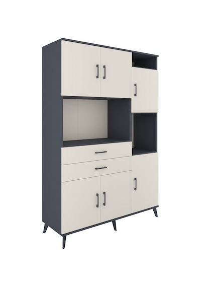 Hyperion Dolap 9 Raflı 2 Çekmeceli 6 Kapaklı 132x44x195 Antrasit-aytaşı/aytaşı Aytası/aytası