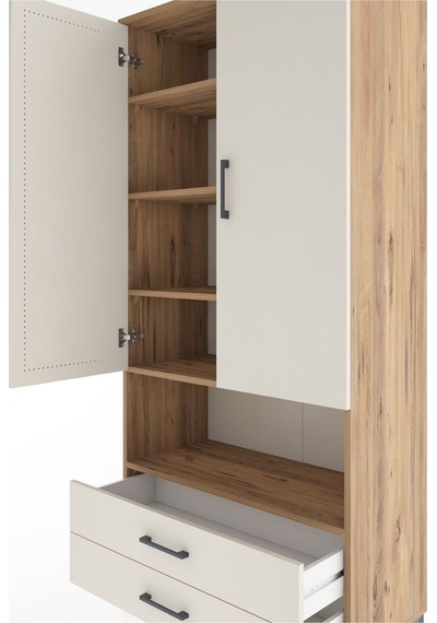 Hyperion Dolap 5 Raflı 2 Çekmeceli 2 Kapaklı 88x44x195 Çam-ay... Çam