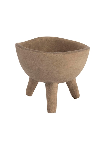 Küçük Saksı, Mat, Boz Kahverengi, Pişmiş Toprak, 7,6 Cm