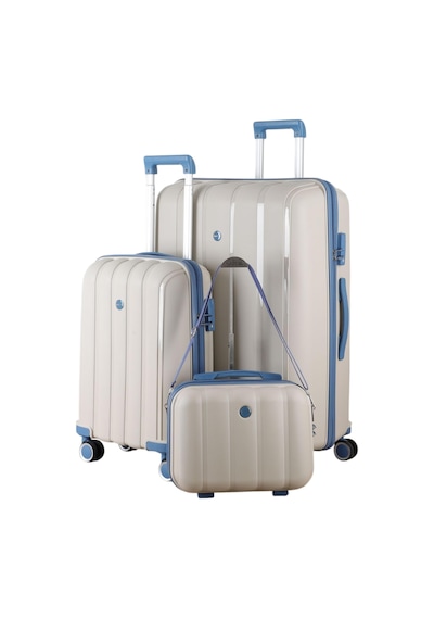Mçs Polipropilen 3'lü Valiz Seti Büyük & Kabin & Makyaj V305 Kemik/sky Blue