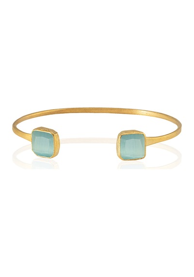 Kadir Jewellery 22 Ayar Altın Kaplama El İşçiliği Zirkon Taşlı Kadın Charm Bileklik Açık Mavi