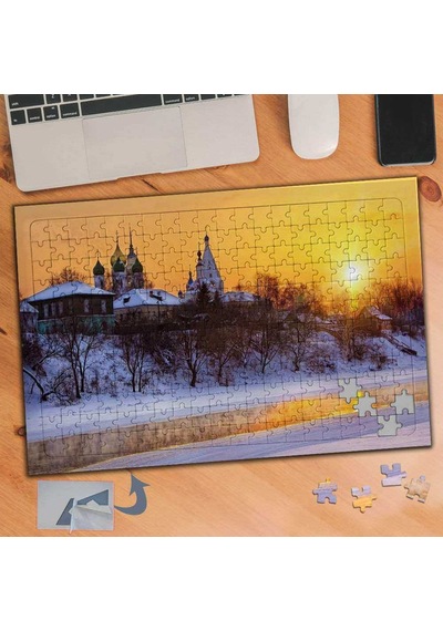 Kış Mevsimi Ev Manzarası 240 Parça Puzzle Yapboz Tablo-257