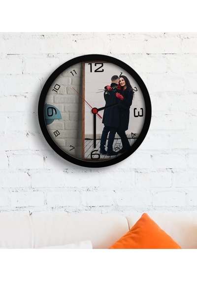Sevgiliye Özel Fotoğraflı Ahşap Duvar Saati - 4 Çok Renkli
