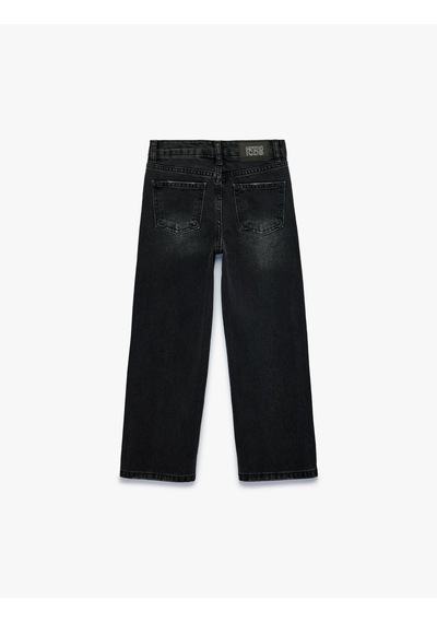 Koton Pamuklu Geniş Paça Denim Pantolon Siyah 7wkg40016ad