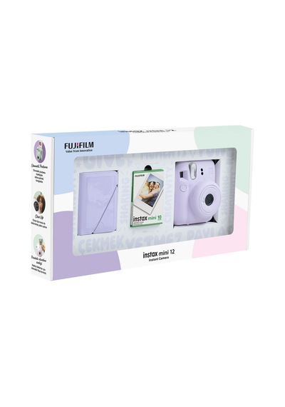 Instax Mini 12 Lila Fotoğraf Makinesi 10'lu Film Ve 28'li Mini Albüm Bundle Box