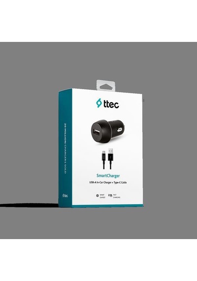 Ttec SmartCharger 2.1A Araç Şarj Aleti ve Type-C Kablo Siyah - 2CKS20CS