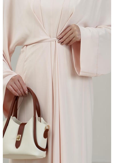 Sevitli Bağlamalı Maria Elbise-pudra-5344 Pudra