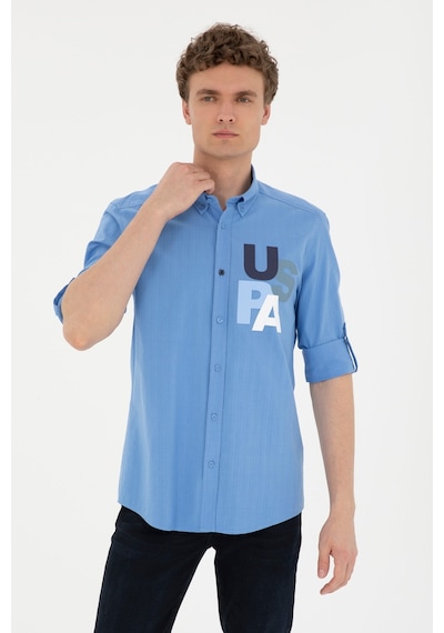 U.s. Polo Assn. Erkek Açık Mavi Gömlek Desenli 50283781-vr003 Mavi