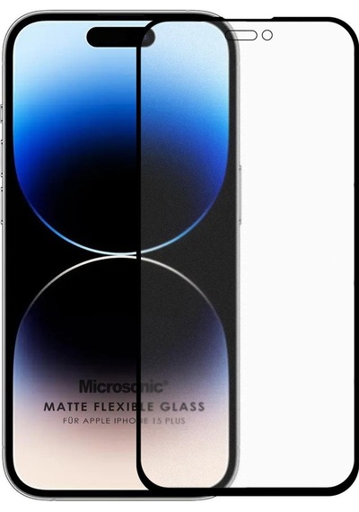 Microsonic Apple  Uyumlu iPhone 15 Plus Seramik Matte Flexible Ekran Koruyucu Siyah