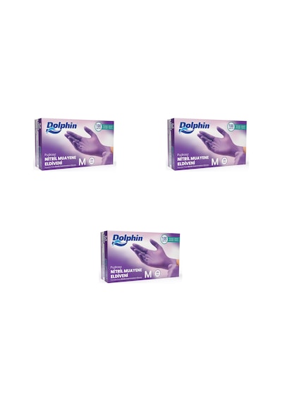 Dolphin Tek Kullanımlık Lila Nitril Eldiven - Muayne Eldiveni Medium Orta Boy - 100'lü 3 Paket