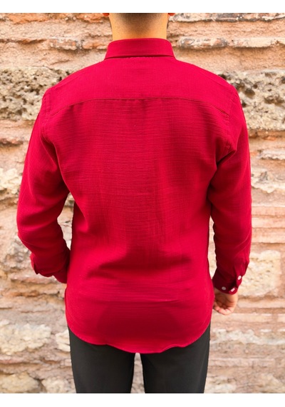 Slim Fit Uzun Kol Müslin Pamuk Rahat Nefes Alabilen Kumaştan Yaka Düğmeli Hediye Kutulu Erkek Gömlek Fs-004202 - Bordo-3369 Slim Fit Uzun Kol Müslin Pamuk Rahat Nefes Alabilen Kumaştan Yaka Düğmeli Hediye Kutulu Erkek Gömlek Fs-004202 - Bordo-3369
