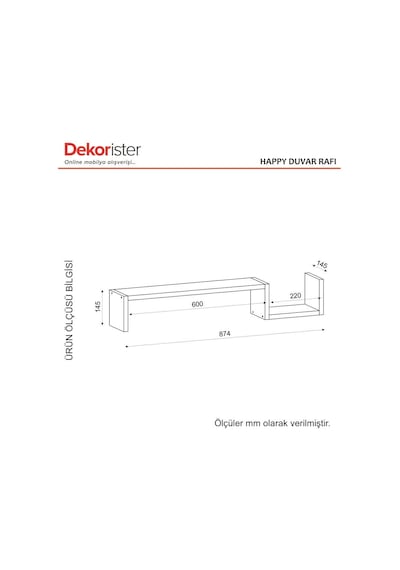 Dekorister Happy Duvar Rafı Beyaz