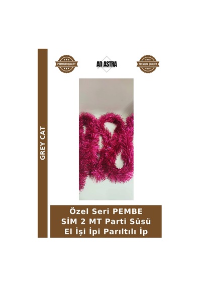 Özel Seri Pembe Sim 2 Mt Parti Süsü El İşi İpi Parıltılı İp