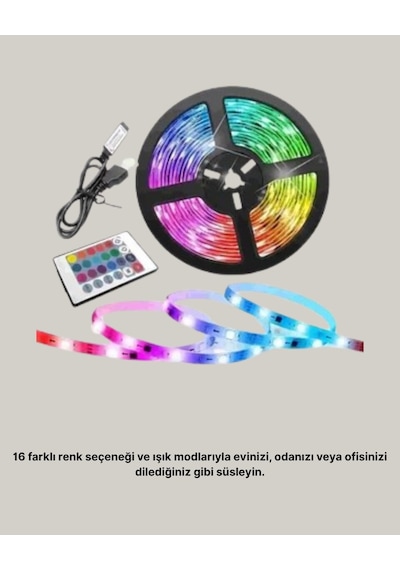 Müziğe Duyarlı Renkli Smart Şerit Led Işık Usb Bağlantılı Ambiyans Aydınlatma 10c 31137505