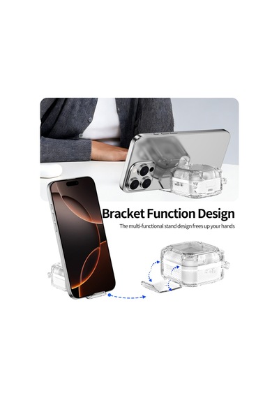 Samsung Galaxy Buds 4 Pro / Buds 4 İle Uyumlu Kılıf Standlı Kilitli Tpu Premium Matte Trip Case Şeffaf