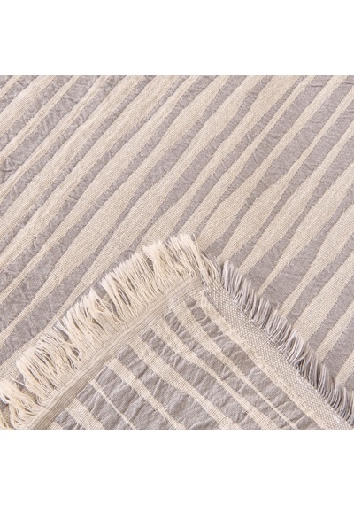 Soft Çift Kişilik Çizgili Yatak Örtüsü - Gri - 225x250 Cm Renkli