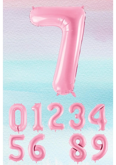 Pembe Rakam Balonlar 75cm Dev Uçan Sayı Balon 7