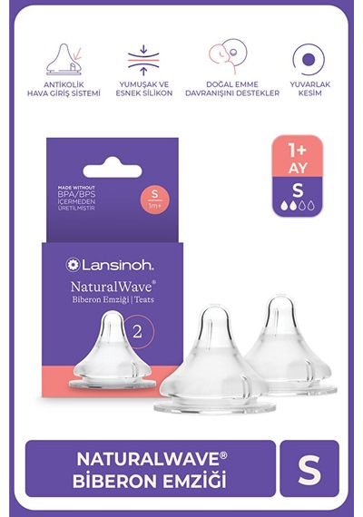 Lansinoh® NaturalWave® 2'li Biberon Emziği Yavaş Akışlı (1 Ay+)