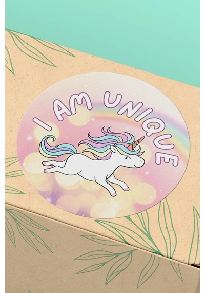I Am Unique Koşan Unicorn Sticker 3x3cm St2212 Çok Renkli
