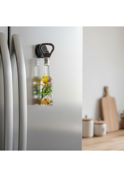Dekoratif Cam Şişe Şeklinde Manyetik Açacak Buzdolabı Mıknatıslı, Metal Kapak Açacağı, Şık Mutfak Ve Bar Aksesuarı