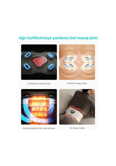 Skg W9 Pro Tens-Ems Bel Ve Sırt Masaj Aleti, Isı Terapisi-Termoterapi, Fototerapi Bel Kemeri Krem