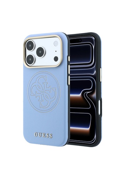 Apple iPhone 18 Pro Max Uyumlu Kılıf Guess Lisanslı M-safeli Pu Delikli 4g Ve Yazı Logolu Kapak Açık Mavi