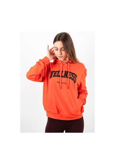 Kadın 2 Iplik Kapüşonlu Sweatshirt Turuncu