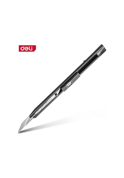 Delı Profesyonel Metal Gövdeli Kırılabilir Maket Bıçağı 9mm Sk5 Sarı Kendinden Kilitli