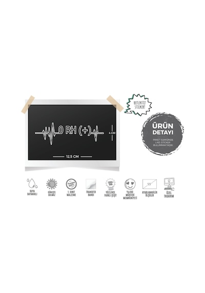 Bt42S Kalp Ritmi Desenli 0 Rh Pozitif Kan Grubu Etiketi 2Li Set