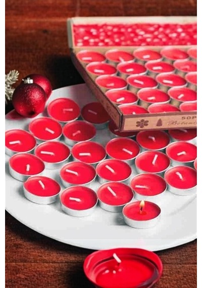 Özel Gün Ve Geceler İçin 50 Adet Kırmızı Tealight Mum Beyaz