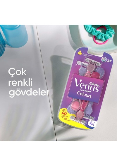 Venus Comfort Colours Kadın Tıraş Bıçakları, 6 Kadın Tıraş Bıçakları
