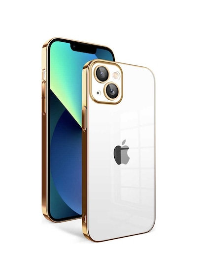 Zeyline Apple Uyumlu iPhone 13 Kamera Korumalı Renkli Çerçeveli Zore Garaj Kapak-gold