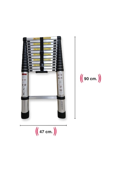 Endokon 410 Cm. - 14 Basamaklı Teleskopik Alüminyum Merdiven - I Tipi Uzayan Merdiven