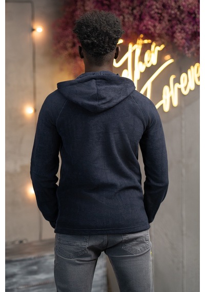 Fbi Jeans Slimfit Kapşonlu Yan Cepli Fermuarlı Spor Polar Hırka Lacivert