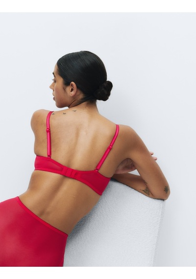 Marks & Spencer Jasmine Dantel Detaylı Balenli Demi Cup Sütyen T33002403 Kırmızı