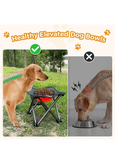 Kingcamp Pets Portatif Yükseltilmiş Köpek Mama Ve Su Kabı Siyah