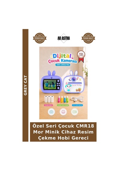 Özel Seri Çocuk Cmr18 Mor Minik Cihaz Resim Çekme Hobi Gereci