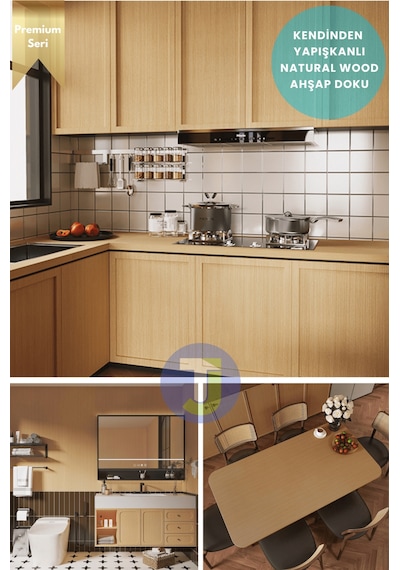 Technojet Premium Seri Kendinden Yapışkanlı Ahşap Desenli Pvc Kaplama 60cmx500cm Açık Meşe
