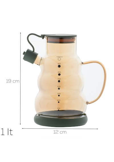 Porsima 3617 Kapaklı Borosilikat Cam Yağlık Sirkelik Yağdanlık 1000ml Yeşil Yeşil