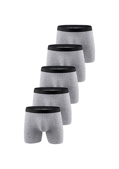 Nacar Store Erkek Boxer Pamuklu Likralı 5'li Paket Gri