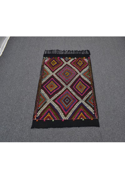 Zehra Abla Halı El Dokuması Geometrik Model Karapınar Yörük Cecim Yün Kilim 7166 Çok Renkli