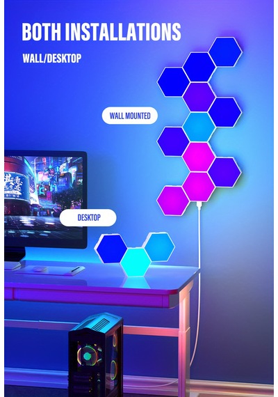 Rgb Led Akıllı Altıgen Gece Lambası Kumandalı Gece Işığı RGB