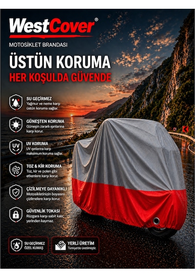Honda Forza 250 Gri-kırmızı Parç. Motosiklet Branda Su-toz Geçirmez Motor Örtü