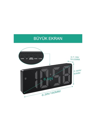 Led Ayna Dijital Masa Saati,elektronik Çalar Saat,takvim Termomtre