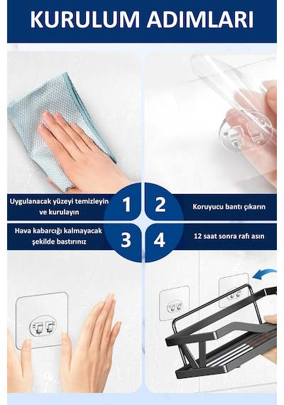 Güçlü Kendinden Yapışkanlı Banyo Askısı Duş Rafı Kancası 10 Adet Turuncu Diğer