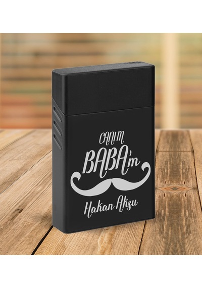 Bk Gift Kişiye Özel İsimli Baba Temalı Siyah Metal Kalem&çakmak&sigara Kutusu&kartlık-cüzdan Hediye Seti, Sevgiliye Hediye-2, Babaya Hediye, Babalar G