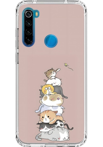 Xiaomi Redmi Note 8 Uyumlu Şeffaf Kılıf Kedişler 1 Tasarımlı