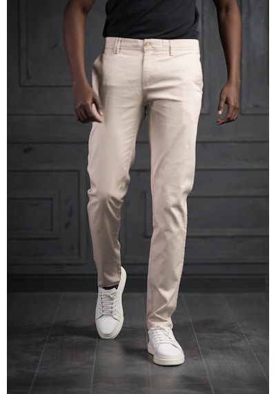 Perpant Slimfit Küçük Armürlü Yazlık Pamuklu Gabardin Pantolon Krem