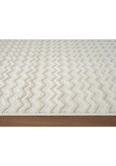 Wool Wl009a Beyaz Modern Desen Kabartmalı Doku Pamuk Tabanlı Kaymaz Halı-783 Beyaz